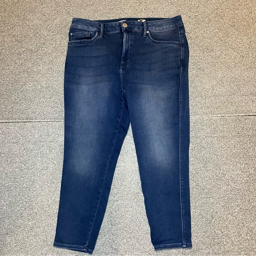 Seven7 High Rise Skinny Crop Denim Jeans Womens Size 16 Blue Embroidered